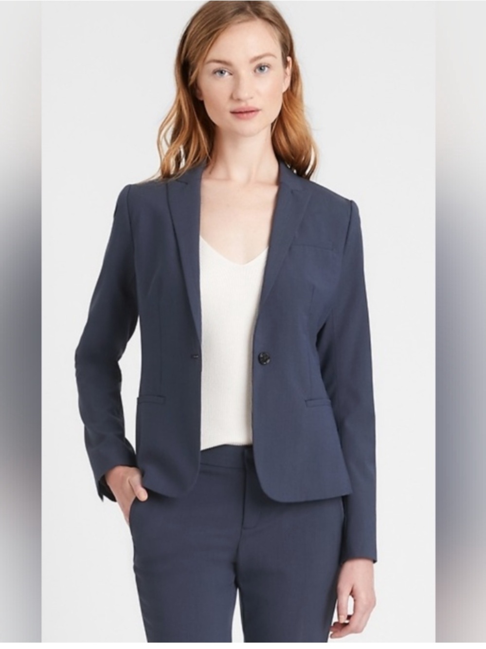 Banana Republic Two-Piece Full Suit sz 6 Navy Classic Fit Blazer, Ryan Slim Pant